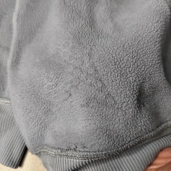 adidas Gray Half-Zip Pindot Sweatshirt with Black Stripes. - Picture 14 of 15